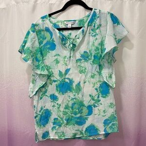 Counterparts Floral Blouse in Blue and Green
